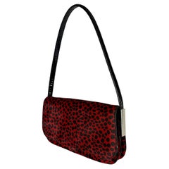 F/W 2000 Dolce & Gabbana Red and Black Cheetah Print Pony Hair Shoulder Bag