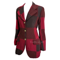 1990s Dolce & Gabbana Red Burgundy Patchwork Blazer