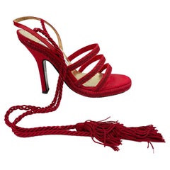 Vintage 1990s Dolce & Gabbana Red Tassel Shoes sz 38 1/2