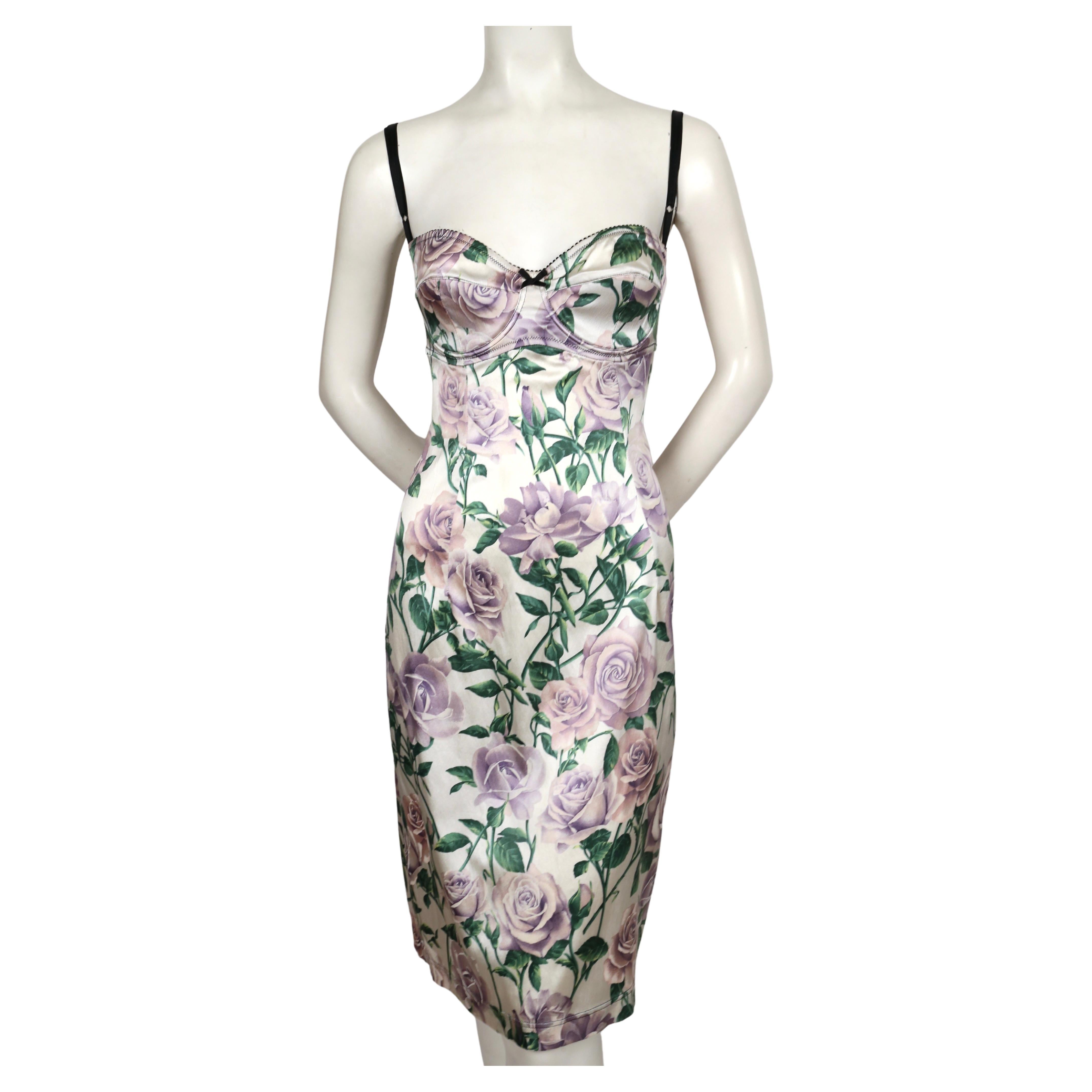 Silk floral printed bustier dress designed by Dolce & Gabbana dating to the late 1990's. Italian size 44. Approximate measurements: 34