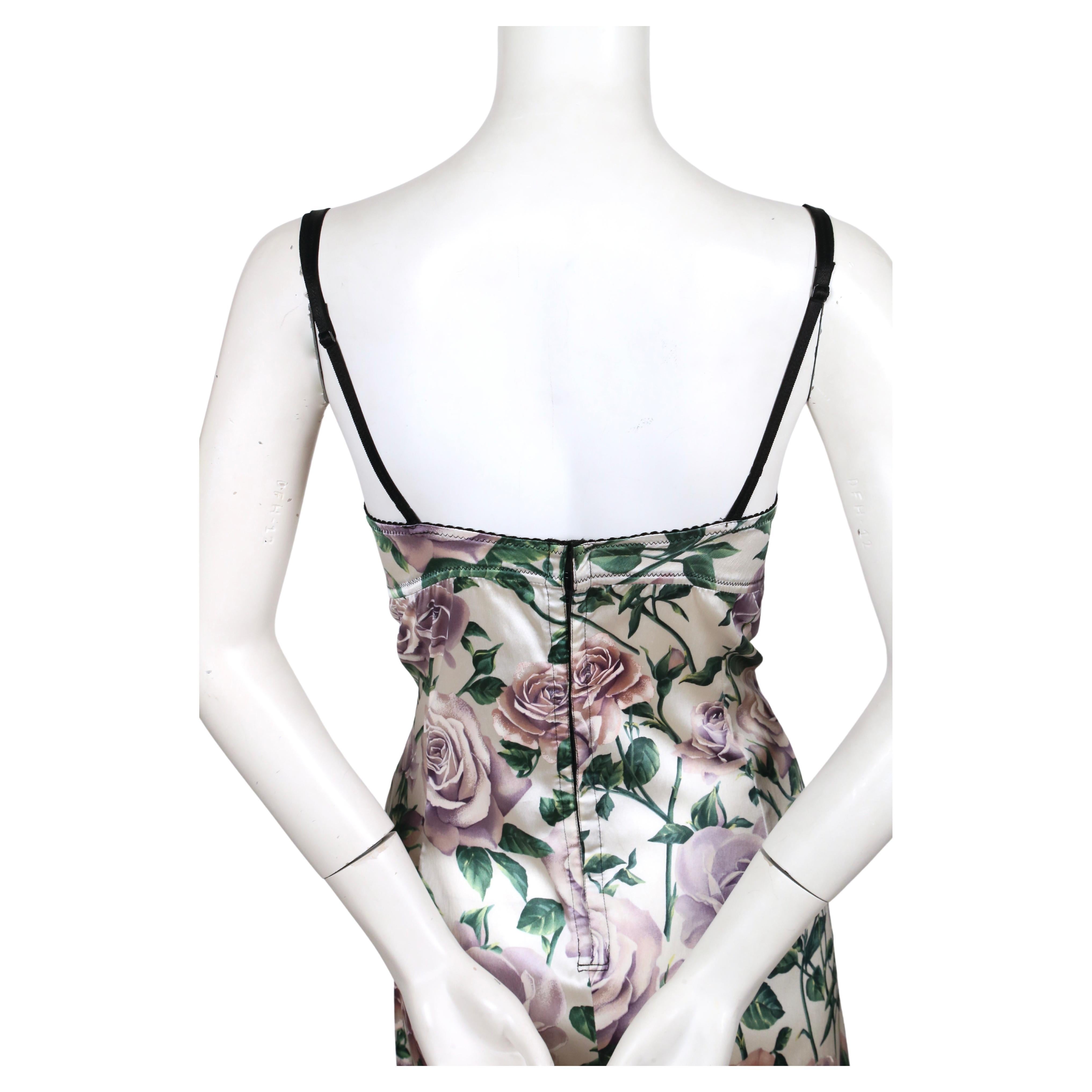 1990's DOLCE & GABBANA rose printed silk dress with bustier bodice  2