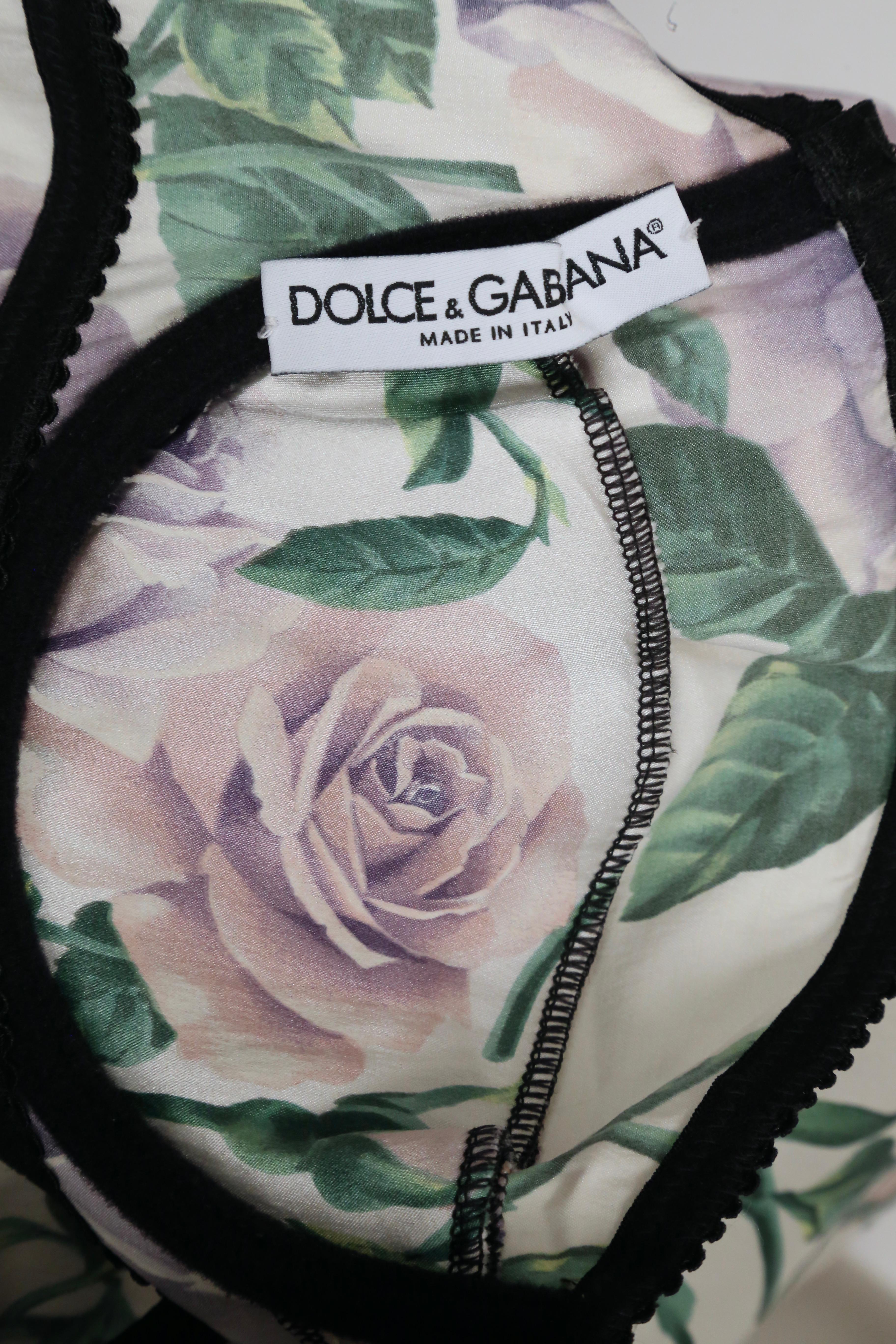 1990's DOLCE & GABBANA rose printed silk dress with bustier bodice  3