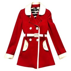  1990s Dolce & Gabbana Runway Red Retro Coat