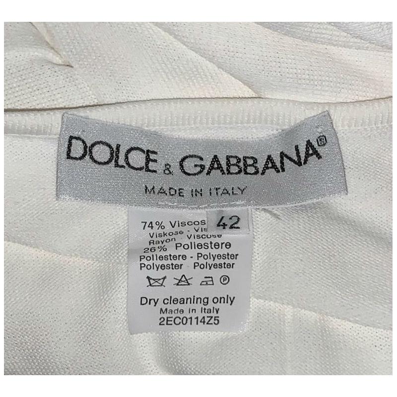 1990's Dolce & Gabbana Semi-Sheer Plunging Ivory Knit Mini Dress In Good Condition In Yukon, OK