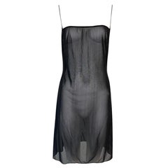 1990's Dolce & Gabbana Sheer Black Mesh Babydoll Mini Dress Chain Straps