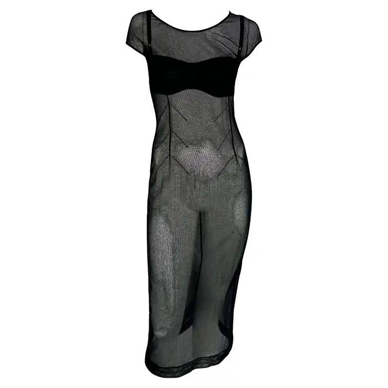 1990s Dolce & Gabbana Sheer Black Mesh Dress Bra Set en vente