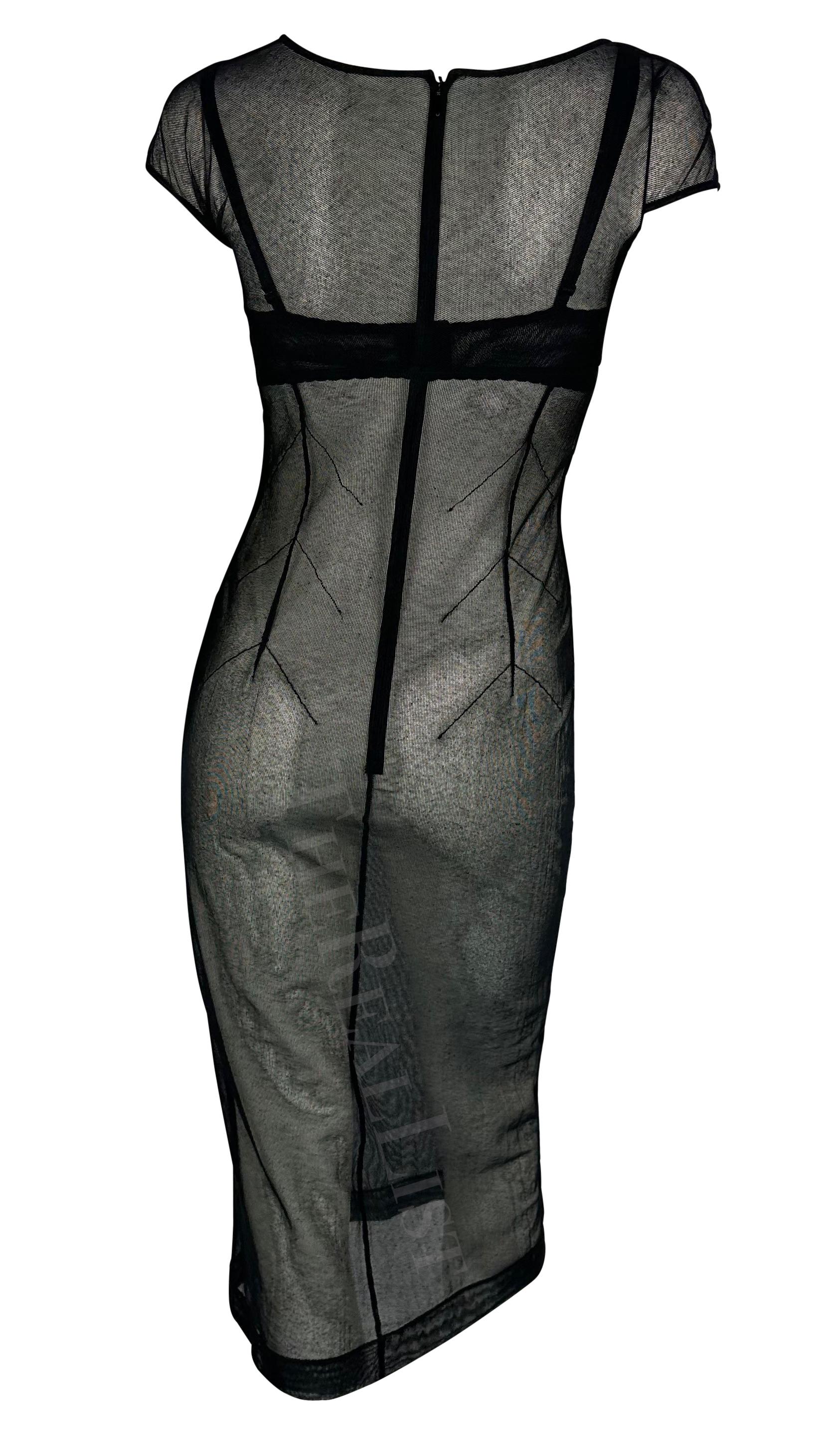 1990s Dolce & Gabbana Sheer Black Mesh Dress Bra Set For Sale 2