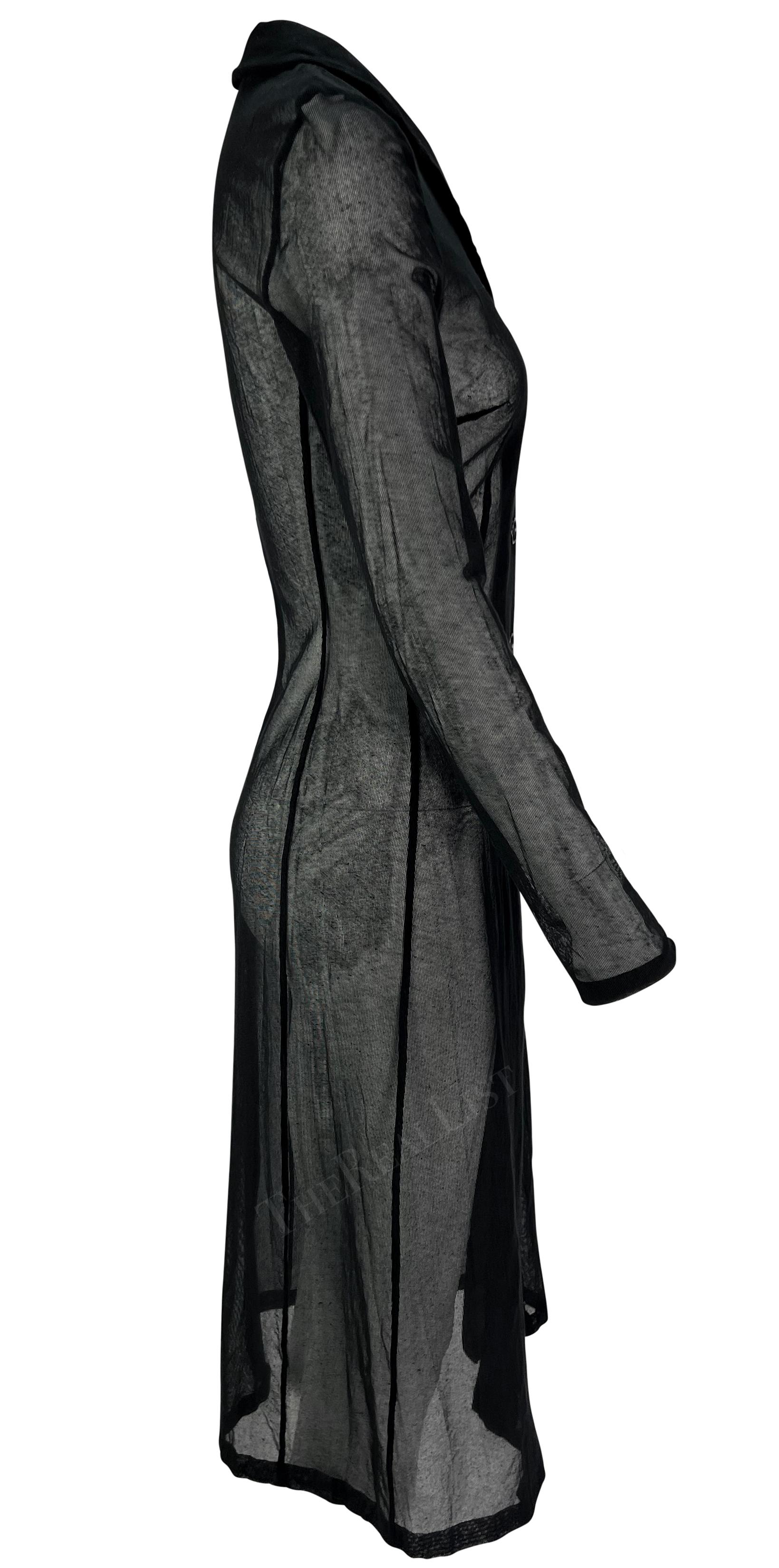 1990 Dolce & Gabbana - Vestito con bottoni in rete nera elasticizzata e trasparente In condizioni ottime in vendita a West Hollywood, CA