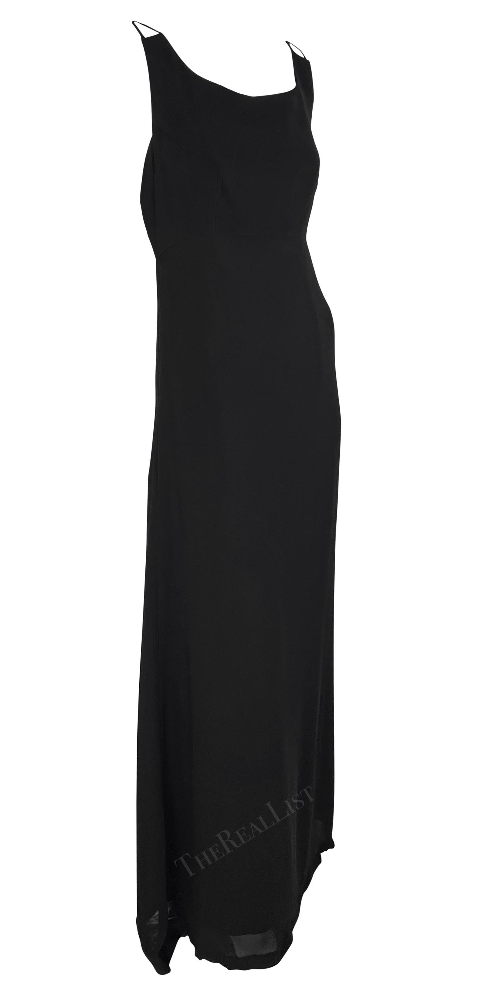 1990 Dolce & Gabbana Robe de soirée longue sans manches en tissu diaphane noir Pour femmes en vente