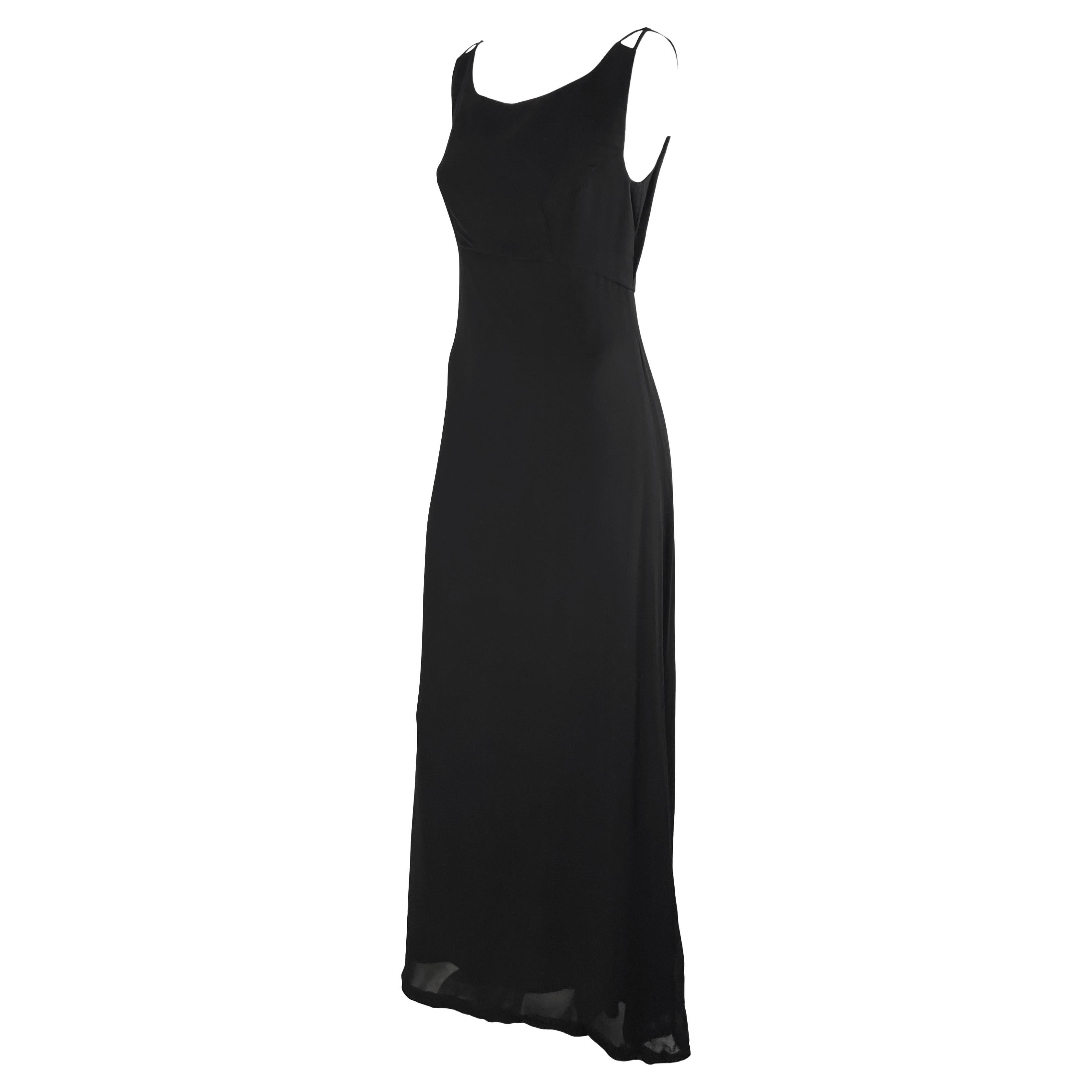 1990s Dolce & Gabbana Sheer Black Sleeveless Maxi Evening Gown For Sale