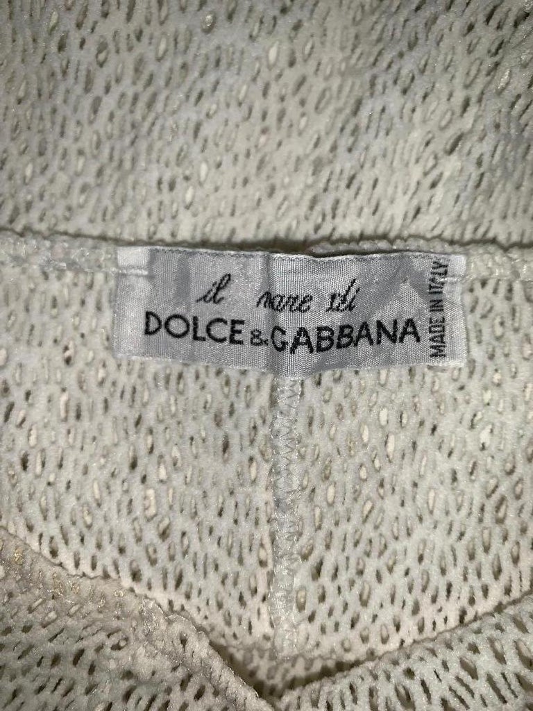 1990's Dolce and Gabbana Sheer Ivory Fishnet Mesh Strapless Tube Top at ...