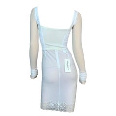 1990's Dolce & Gabbana Sheer White Mesh L/S Bustier & High Waist Skirt Set