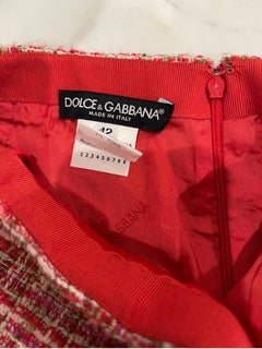 1990s Dolce & Gabbana Size 42 6-8 Hot Pink Colorful Beaded Jeweled Vintage Skirt