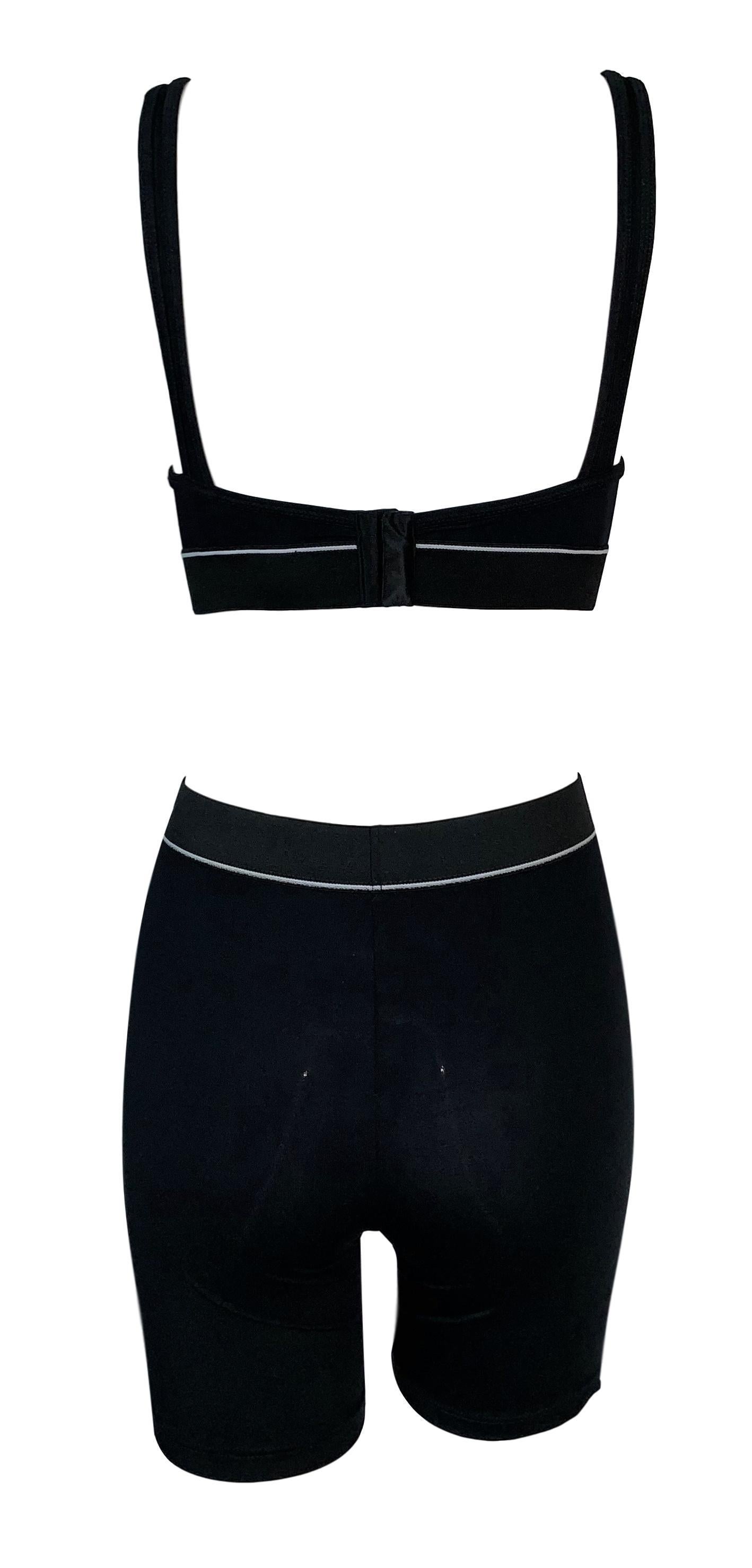1990's Dolce & Gabbana Sport Black White Logo Crop Top Bra High Waist Shorts In Good Condition In Yukon, OK