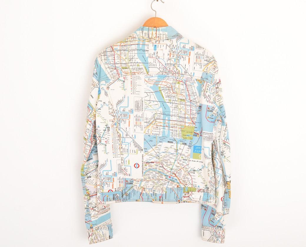1990s Dolce & Gabbana 'Underground Map' Printed Pattern Denim Jacket 2