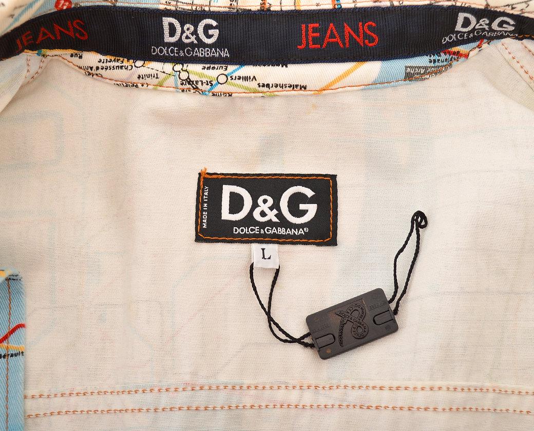 1990s Dolce & Gabbana 'Underground Map' Printed Pattern Denim Jacket 4