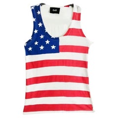 Retro 1990s Dolce & Gabbana USA Flag Print Tank Top