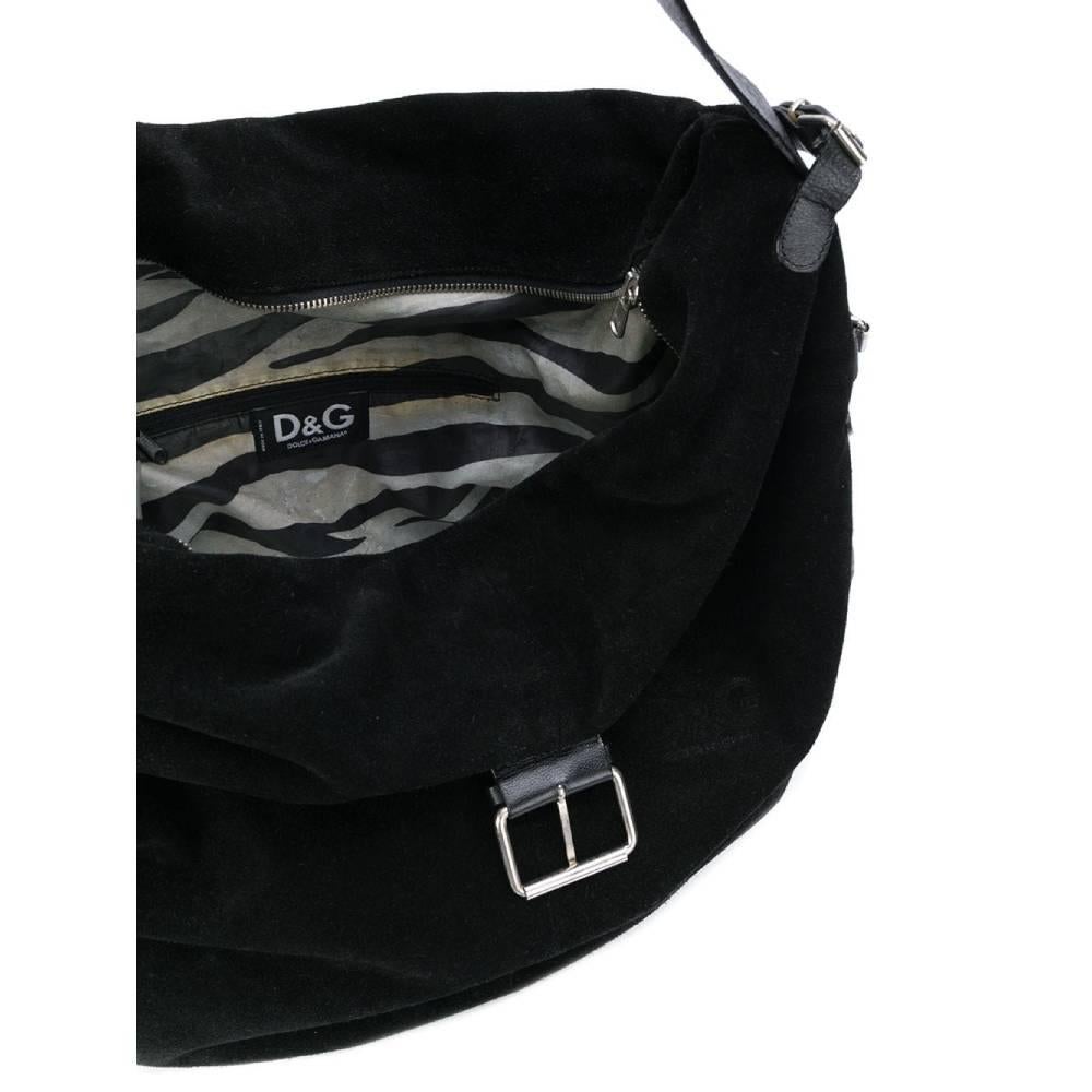 1990s Dolce&Gabbana Black Suede Tote Bag 1