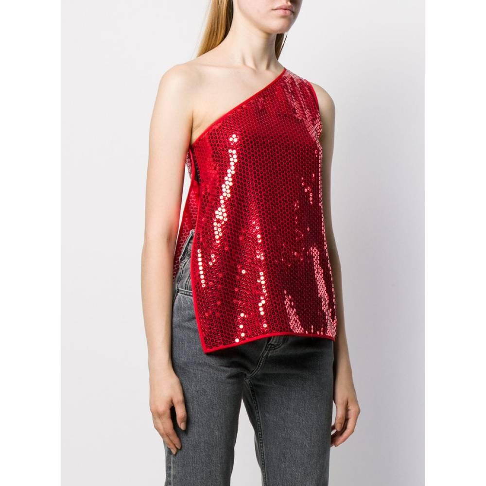 Dolce & Gabbana one-shoulder top in red acetate blend fabric entirely covered with red sequins. Side slit with velcro closure.
Years: 90s

Made in Italy

Size: 42 IT

Linear measures

Lenght: 60 cm
Bust: 45 cm