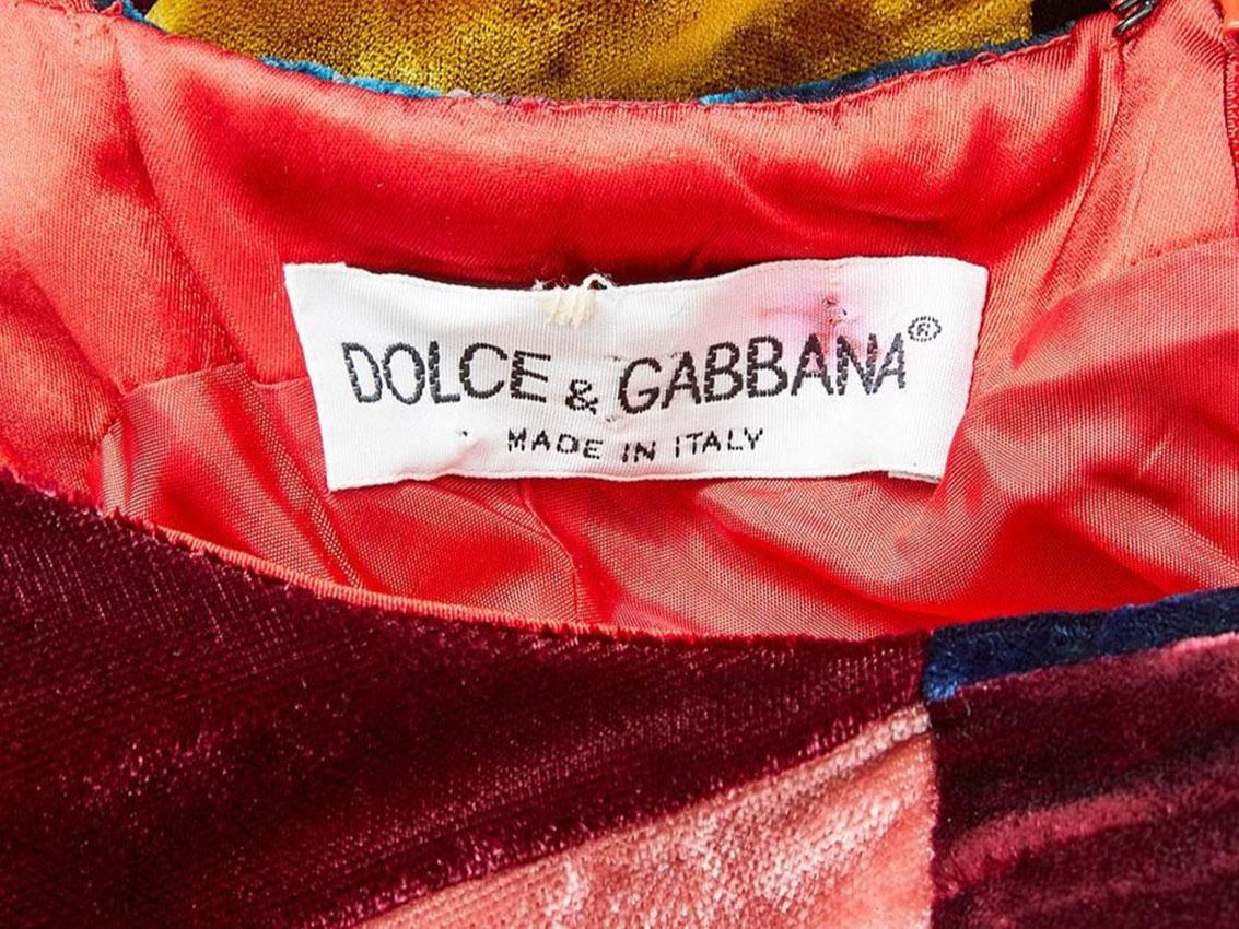 1990s Dolce&Gabbana VELVET HARLEQUIN PATCHWORK DRESS Sz M 5