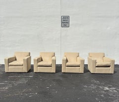 1990s Donghia Art Deco Style Beige Swivel Chairs, Set of 2