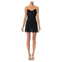 DONNA KARAN Robe-culotte noire en mousseline de soie coupée en biais, années 1990