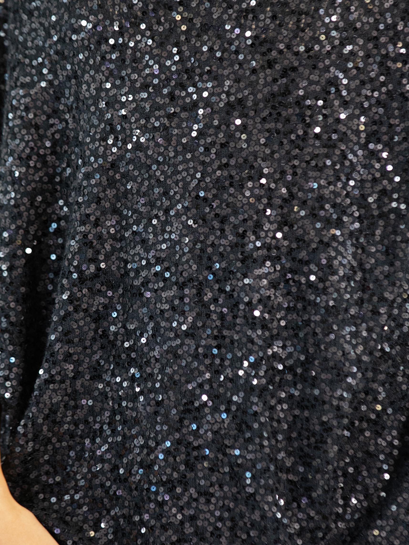 1990S DONNA KARAN Black Cashmere Blend Oversized Sequined Sweater For Sale 2