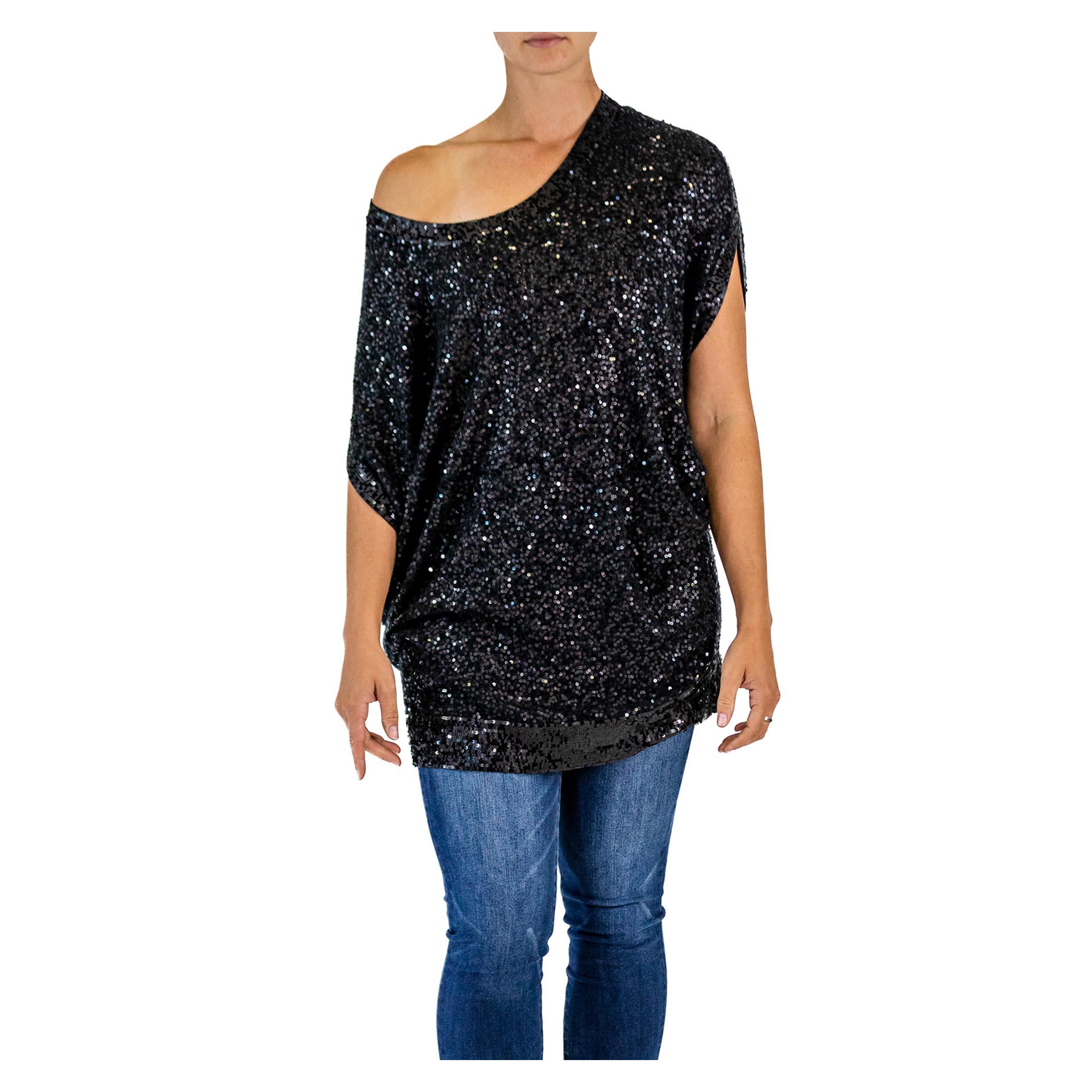 1990S DONNA KARAN Maglione oversize in misto cashmere con paillettes in vendita