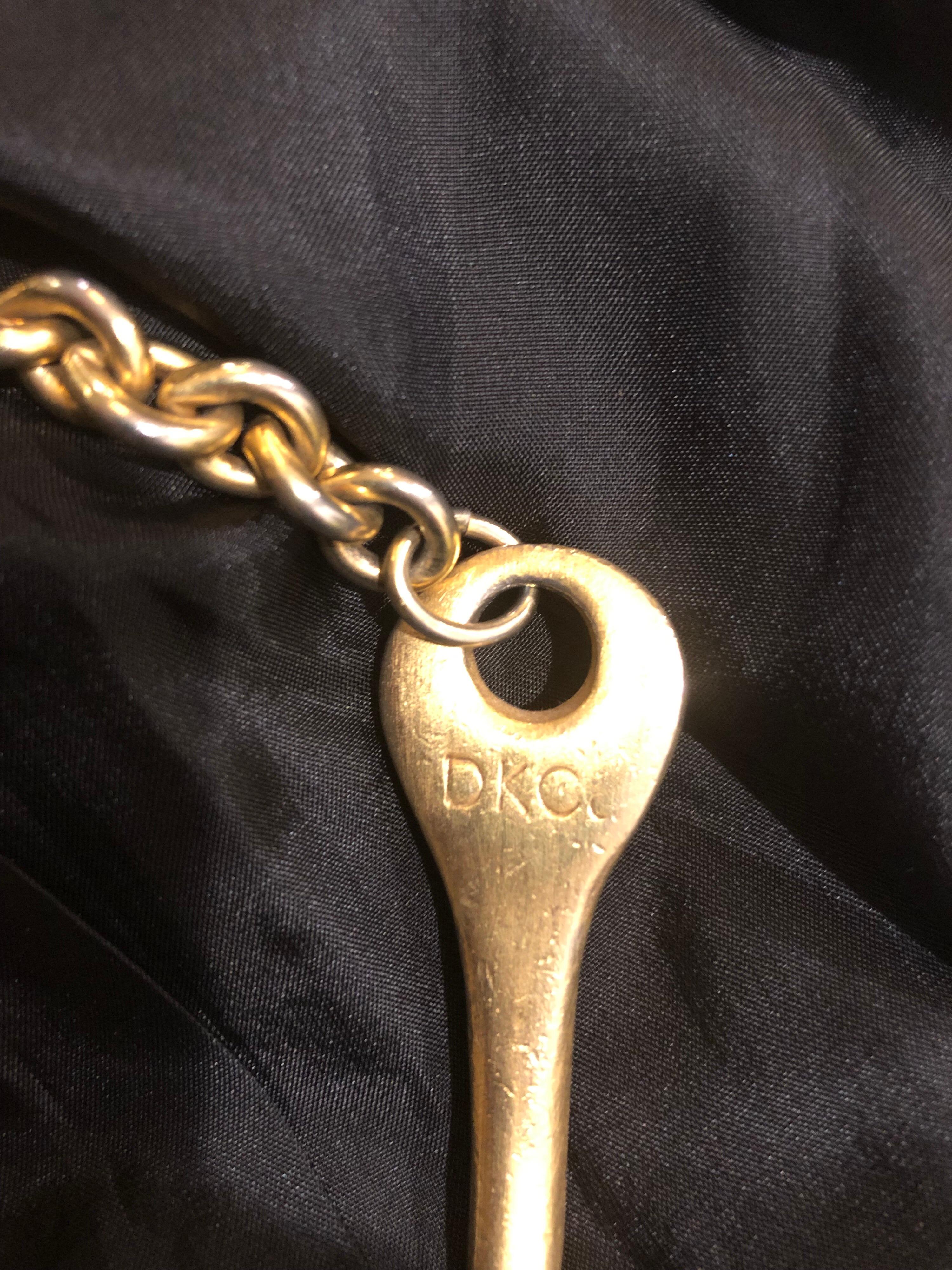 1990s Donna Karan Black Leather Suede and Gold Chain Vintage 90s Key Belt 9