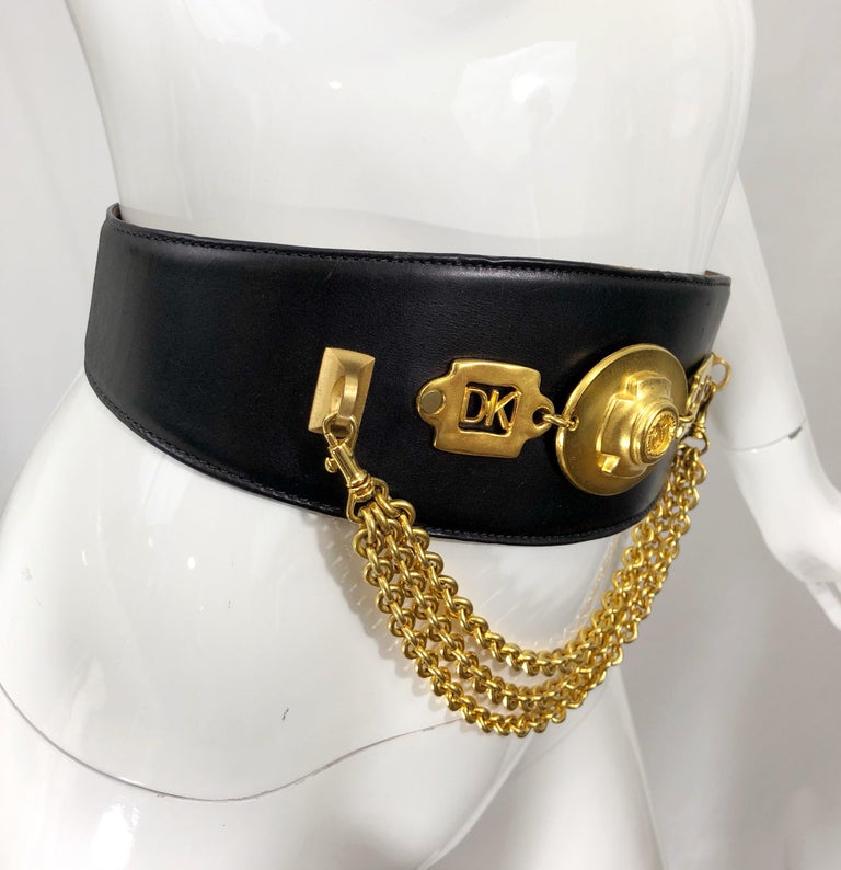 1990s Donna Karan Black Leather Vintage 90s Belt w  display picture 1