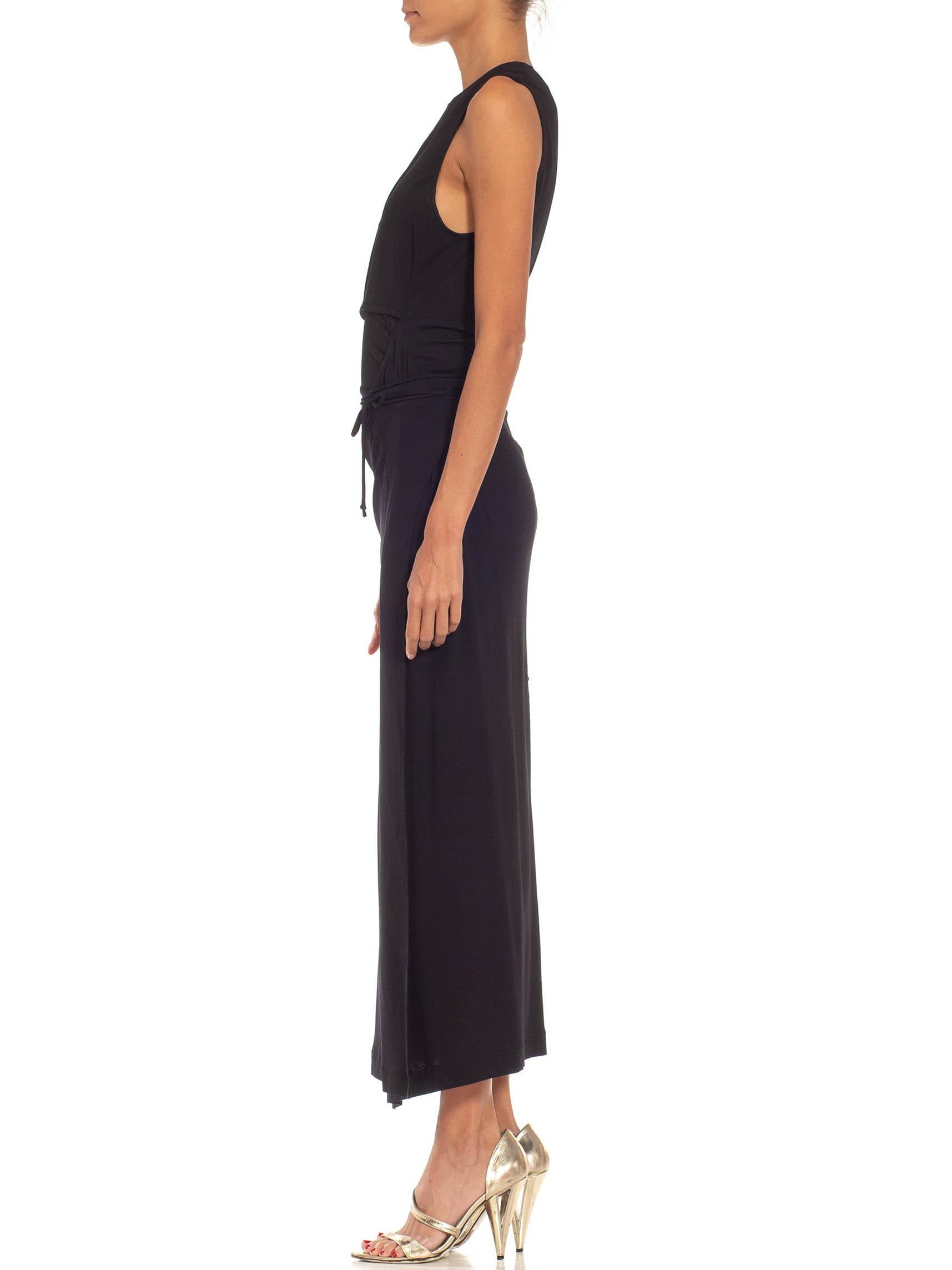 1990S DONNA KARAN Black Rayon& Elastane Gown In Excellent Condition For Sale In New York, NY