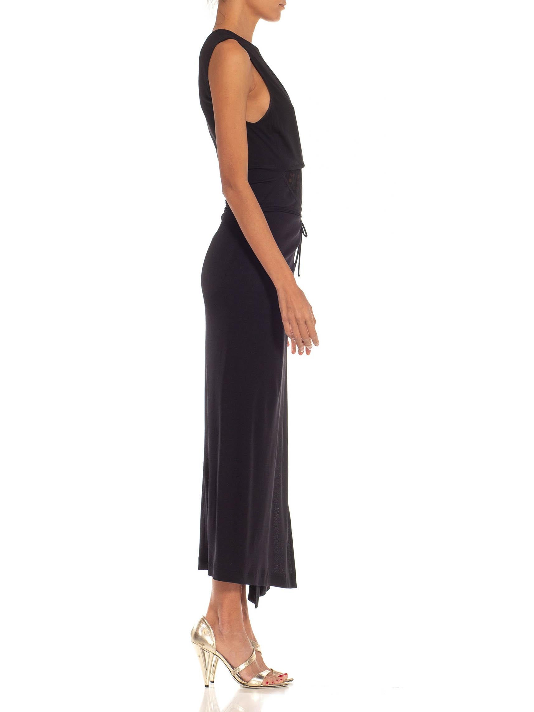 Women's 1990S DONNA KARAN Black Rayon& Elastane Gown For Sale