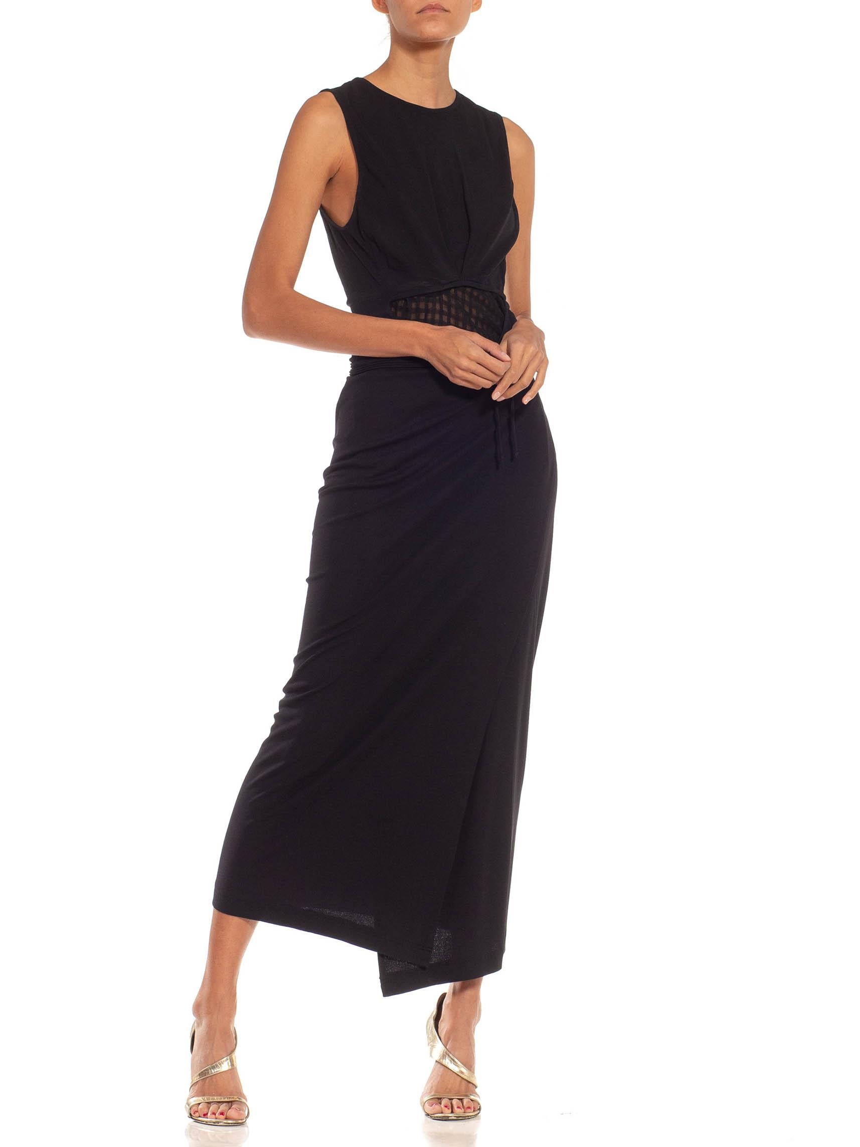 1990S DONNA KARAN Black Rayon& Elastane Gown For Sale 6