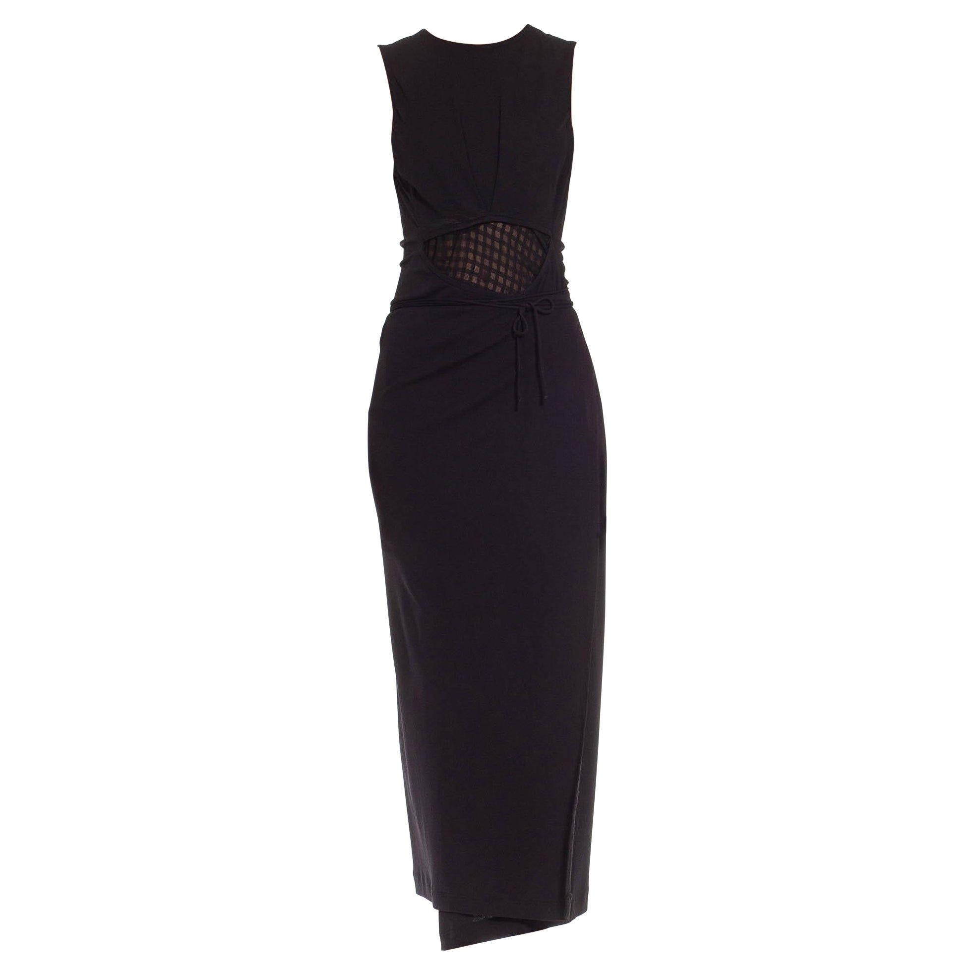 1990S Donna Karan Abito nero in Rayon ed Elastane
