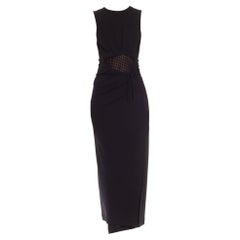 1990S Donna Karan Abito nero in Rayon ed Elastane