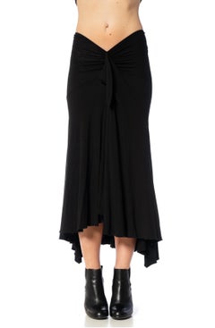 1990er DONNA KARAN Schwarzer geraffter drapierter Rock aus Viskose