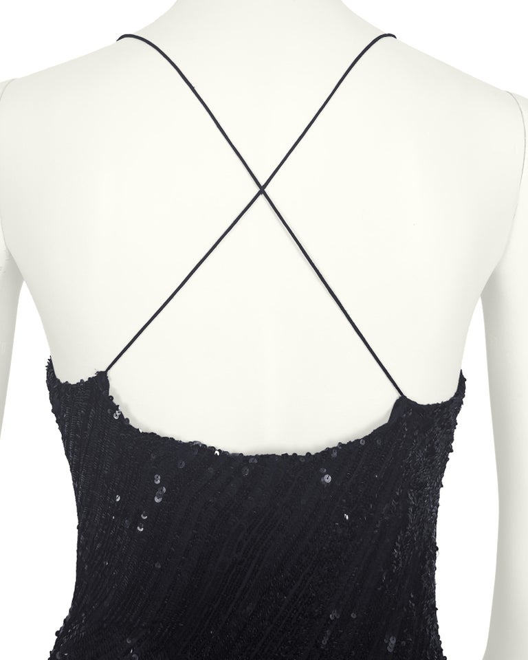 1990s Donna Karan Black Sequin Hanky Hem Cocktail Dress For Sale at 1stDibs 1990s Donna Karan Black Sequin Hanky Hem Cocktail Dress For Sale at 1stDibs