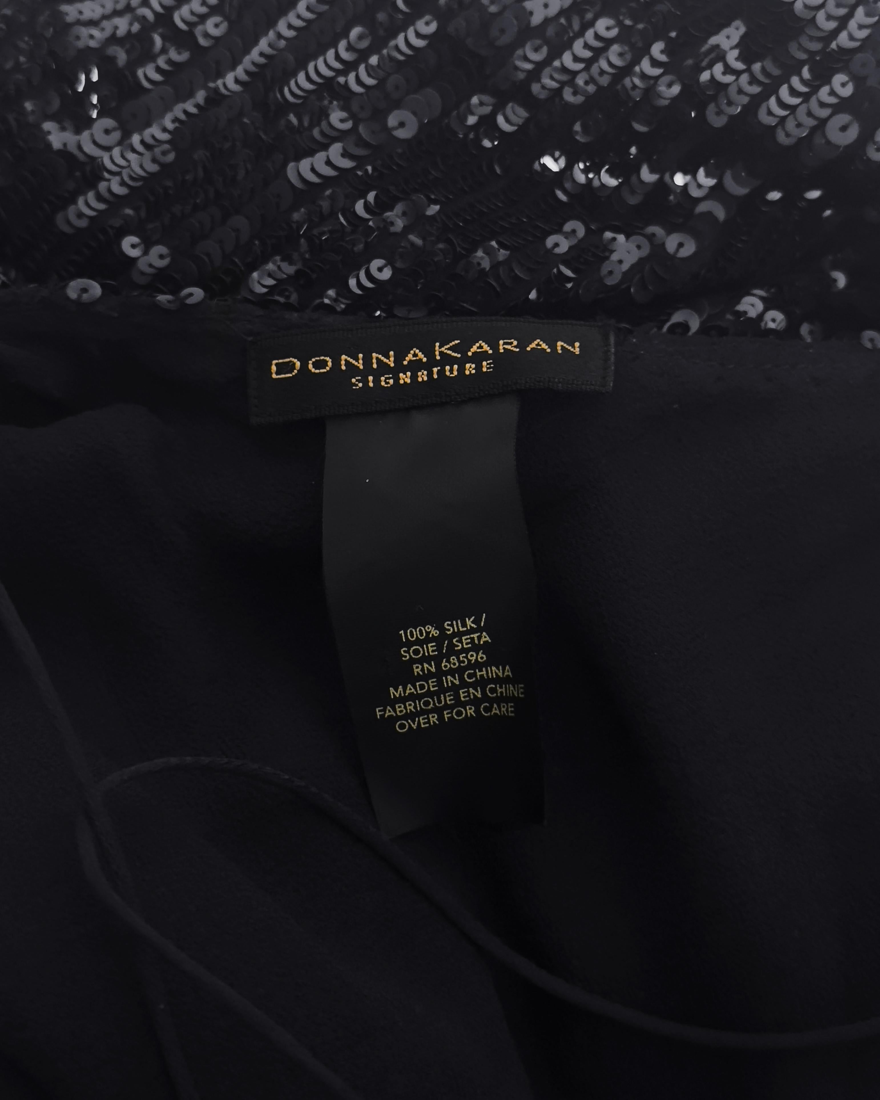 1990 Donna Karan Black Sequin Hanky Hem Cocktail Dress en vente 2