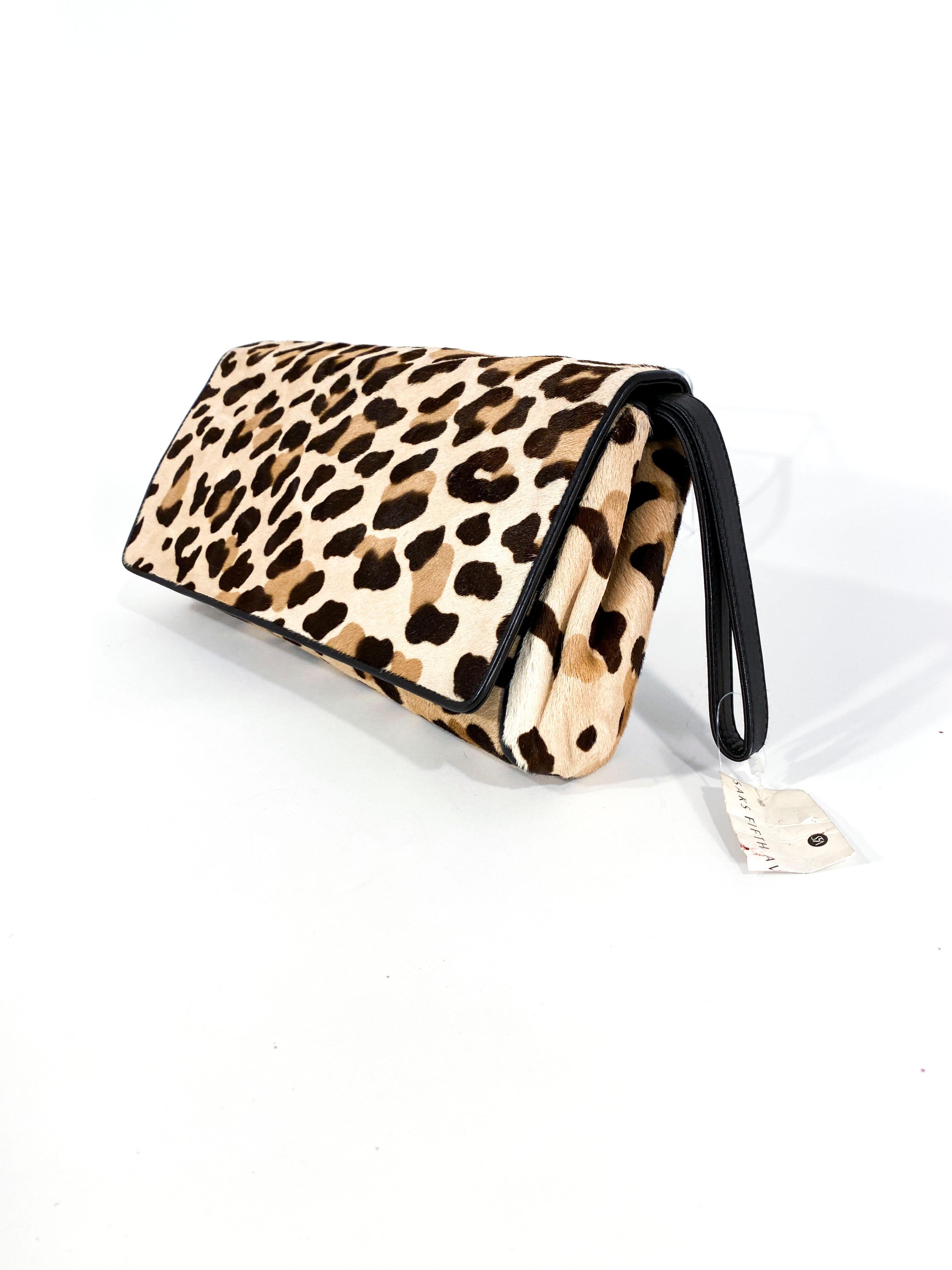 1990's Donna Karan Cheetah Printed Clutch  1