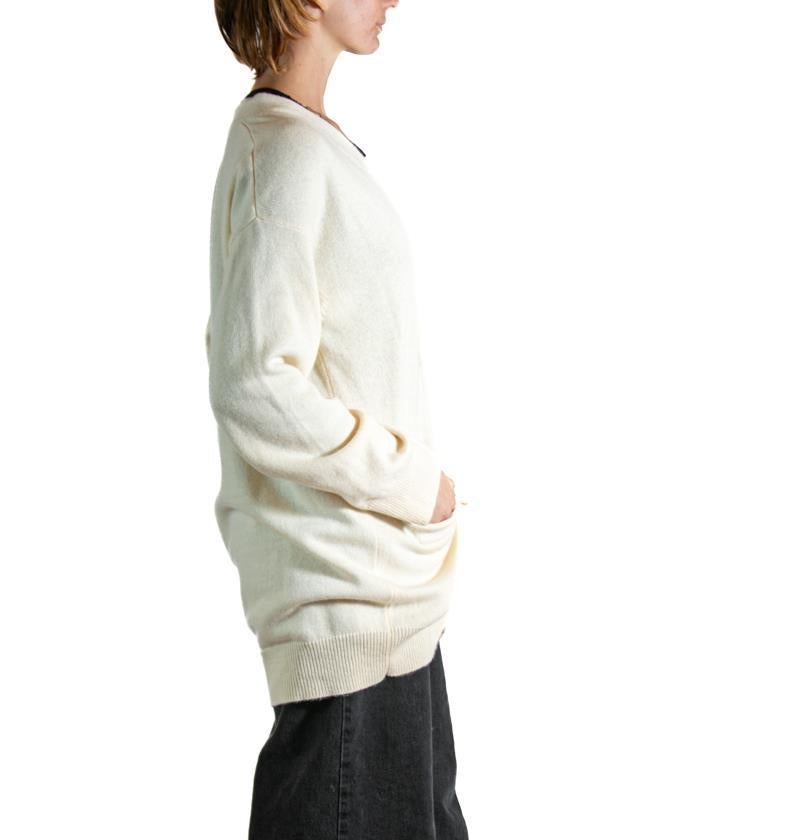1990S DONNA KARAN Pull en cachemire crème Bon état - En vente à New York, NY