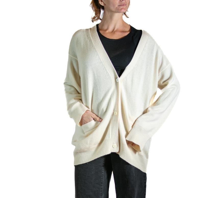 1990S DONNA KARAN Pull en cachemire crème en vente 1