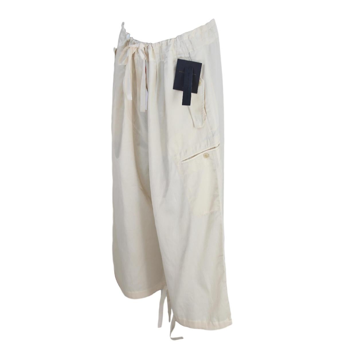 Gray 1990s Donna Karan Ivory Cotton Palazzo Trousers