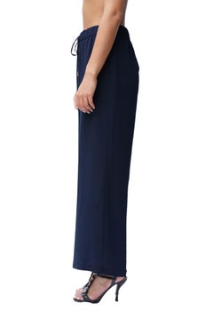 1990S DONNA KARAN Navy Blue Drawstring Pants