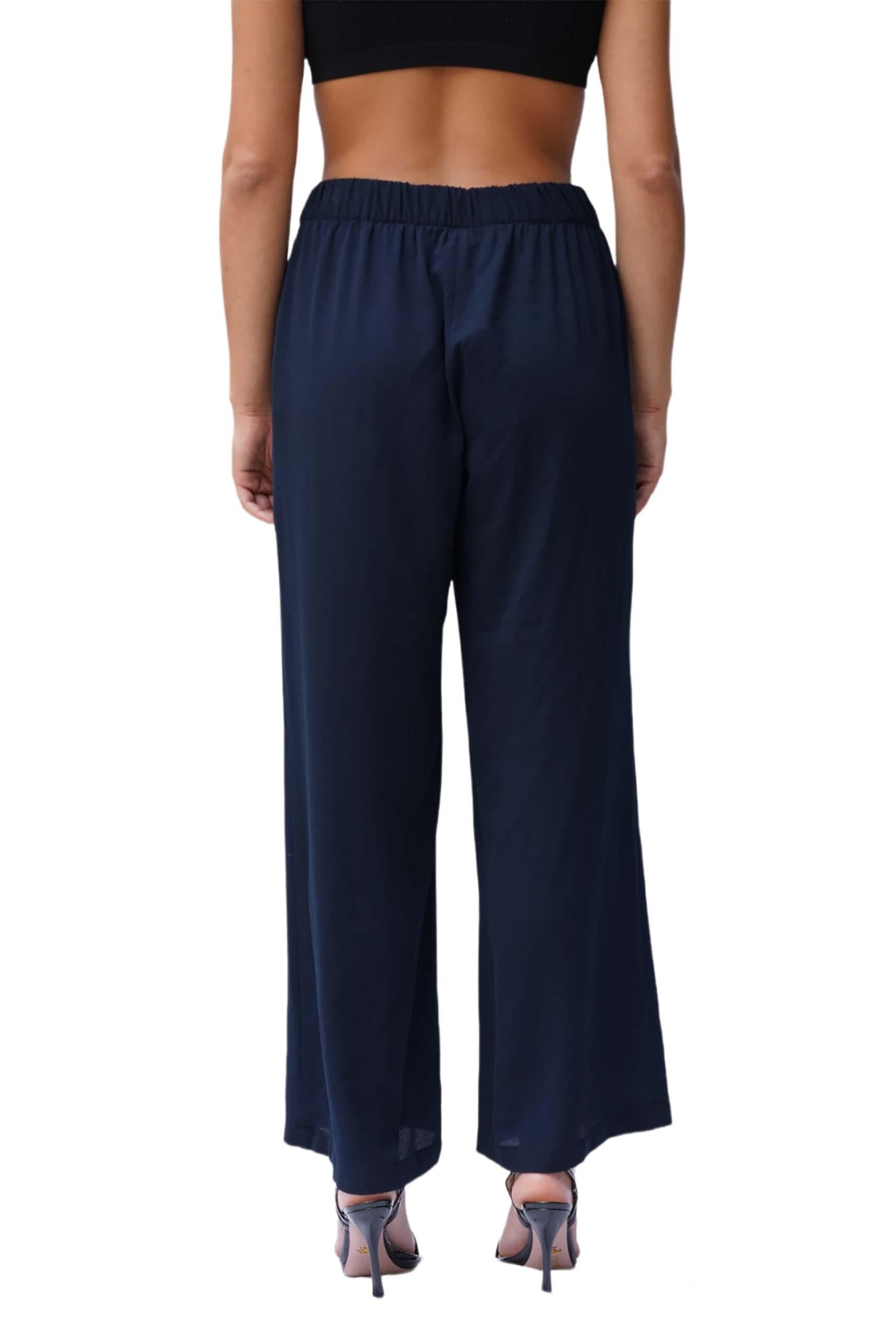 1990S DONNA KARAN Navy Blue Drawstring Pants For Sale 1