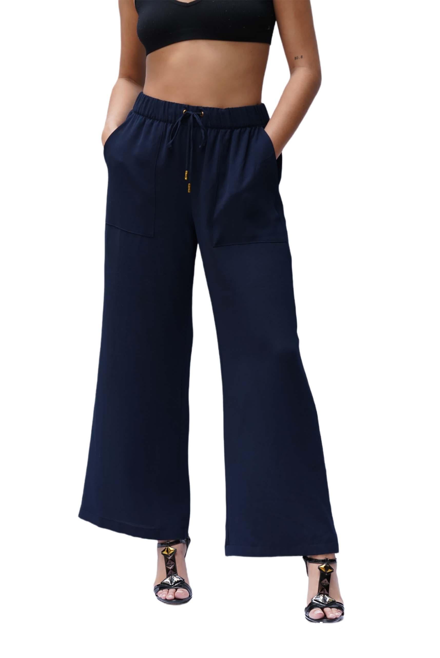 1990S DONNA KARAN Navy Blue Drawstring Pants For Sale 2