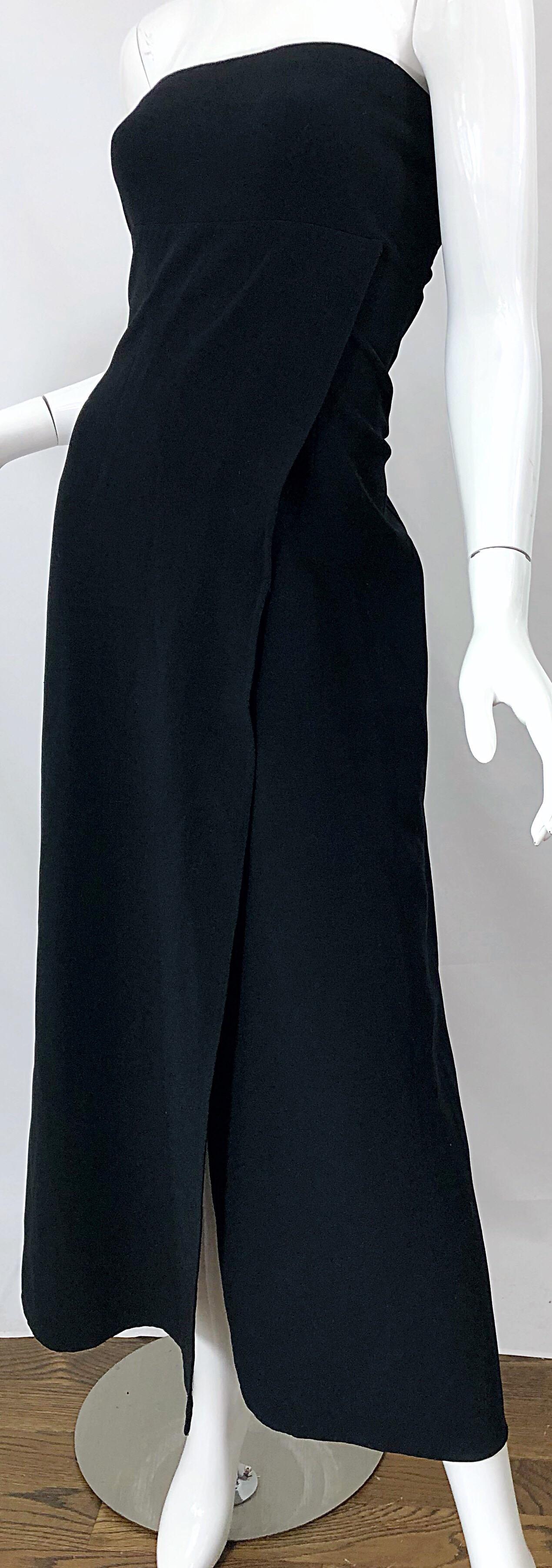 1990s Donna Karan New York Size 4 Black Strapless Vintage 90s Gown Maxi Dress 3