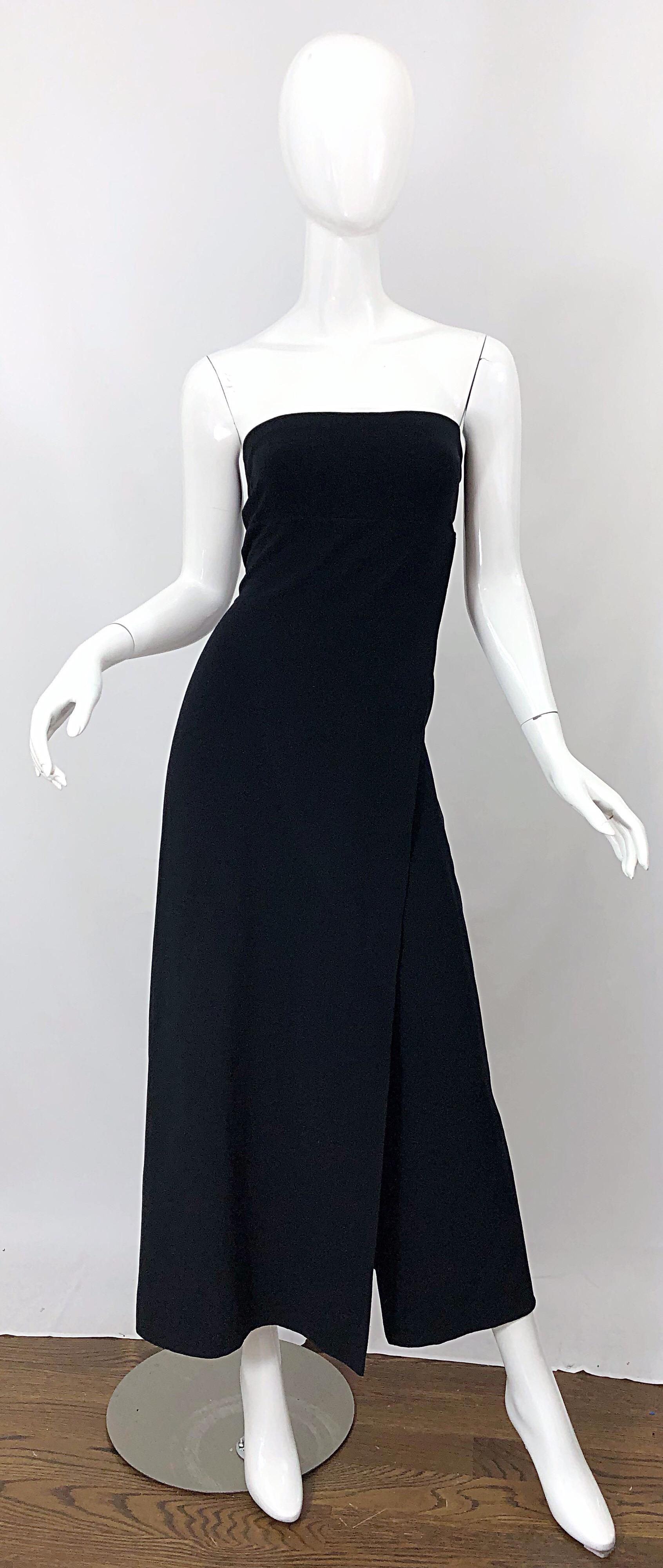 1990s Donna Karan New York Size 4 Black Strapless Vintage 90s Gown Maxi Dress 5