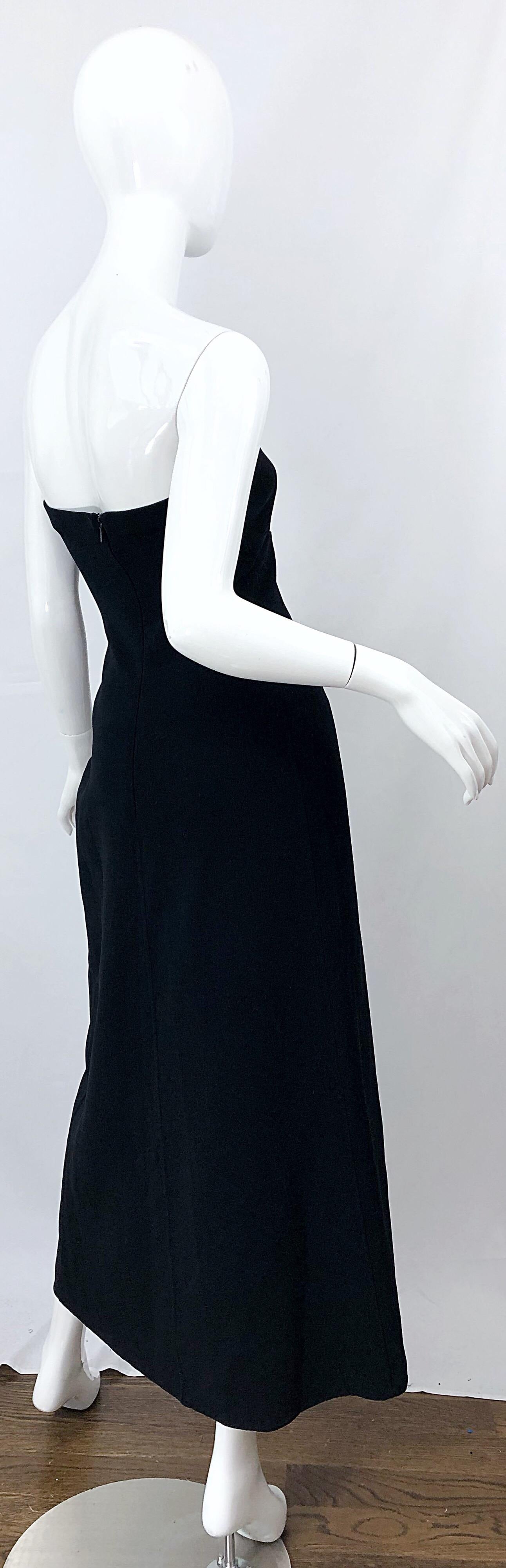 1990s Donna Karan New York Size 4 Black Strapless Vintage 90s Gown Maxi Dress In Excellent Condition In San Diego, CA