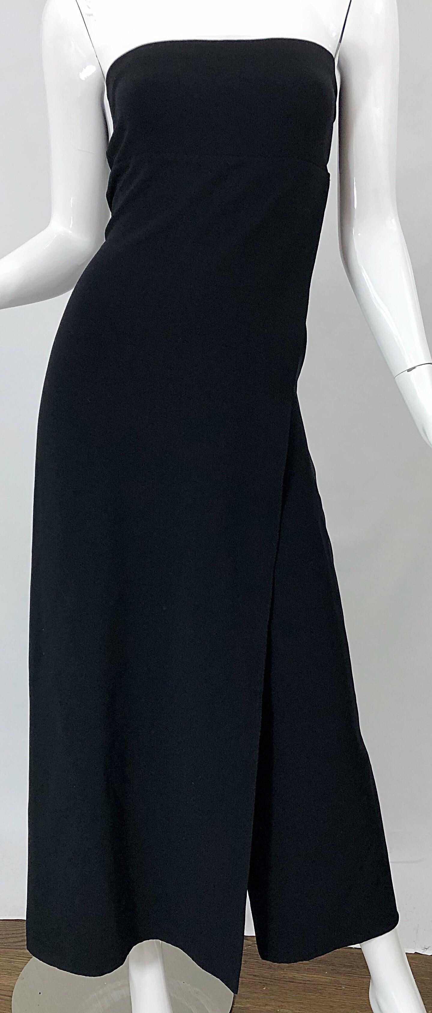 Women's 1990s Donna Karan New York Size 4 Black Strapless Vintage 90s Gown Maxi Dress