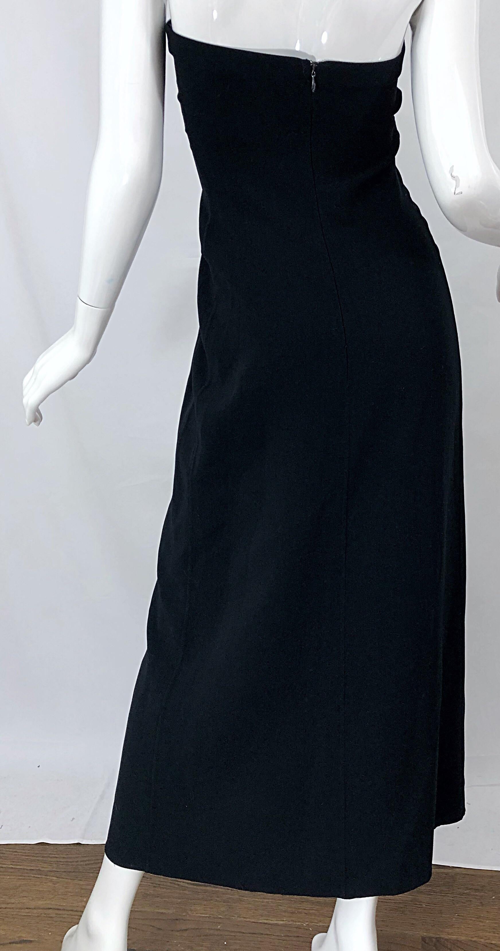 1990s Donna Karan New York Size 4 Black Strapless Vintage 90s Gown Maxi Dress 1